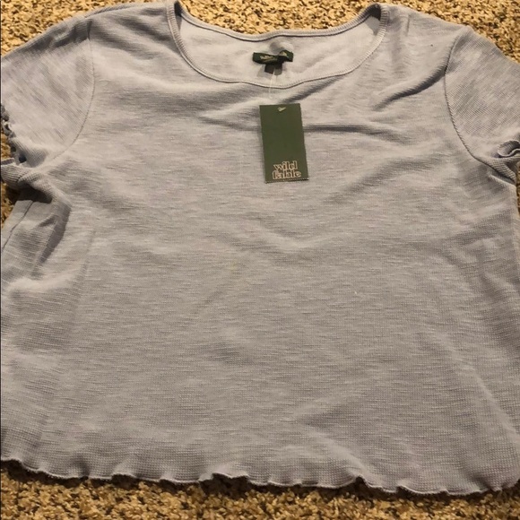 Blue short sleeve crop shirt - Picture 1 of 1